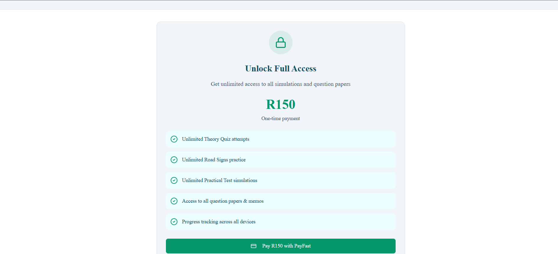 Screenshot of K53 Smartdrive App